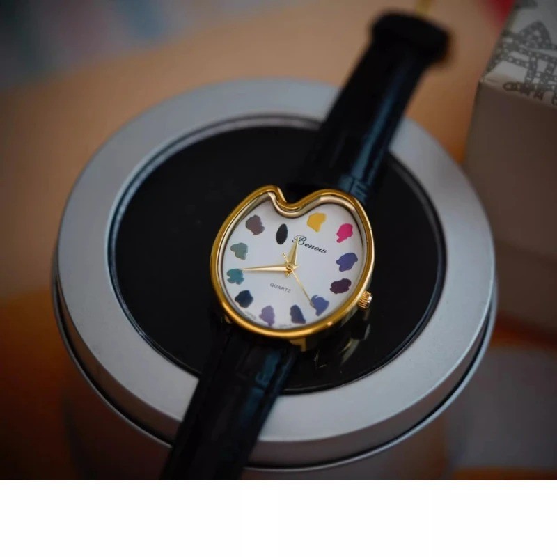 Y2K Paint Board Art Women Watch Student Vintage Retro Quartz Wristwatch Gift