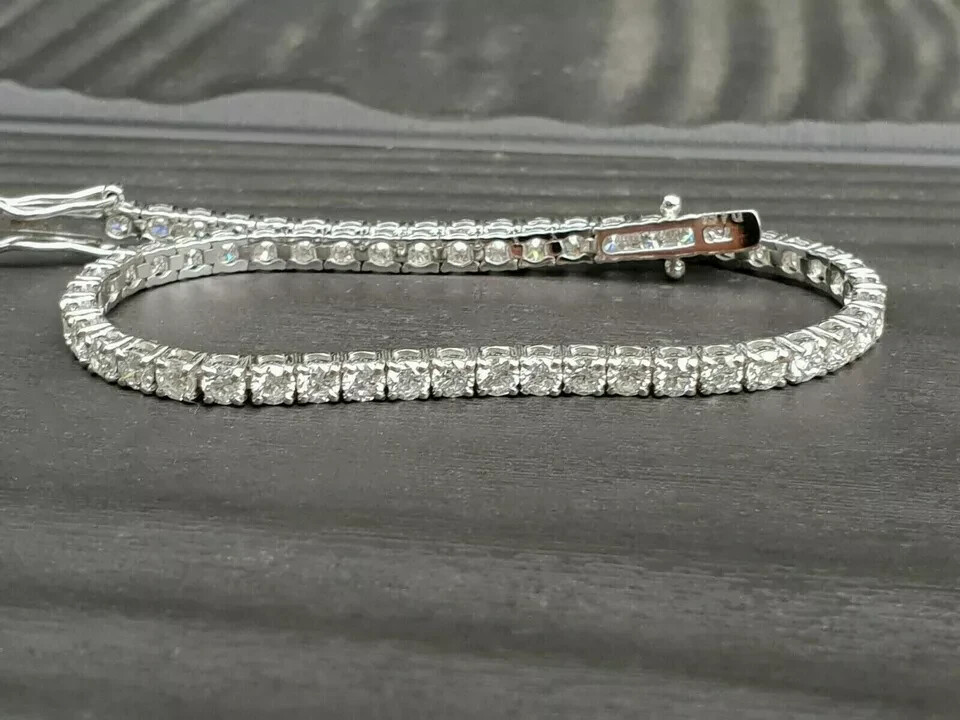 4.55CT Tennis Bracelet Round Lab Grown Diamond EF/VVS 14k White Gold For Mother