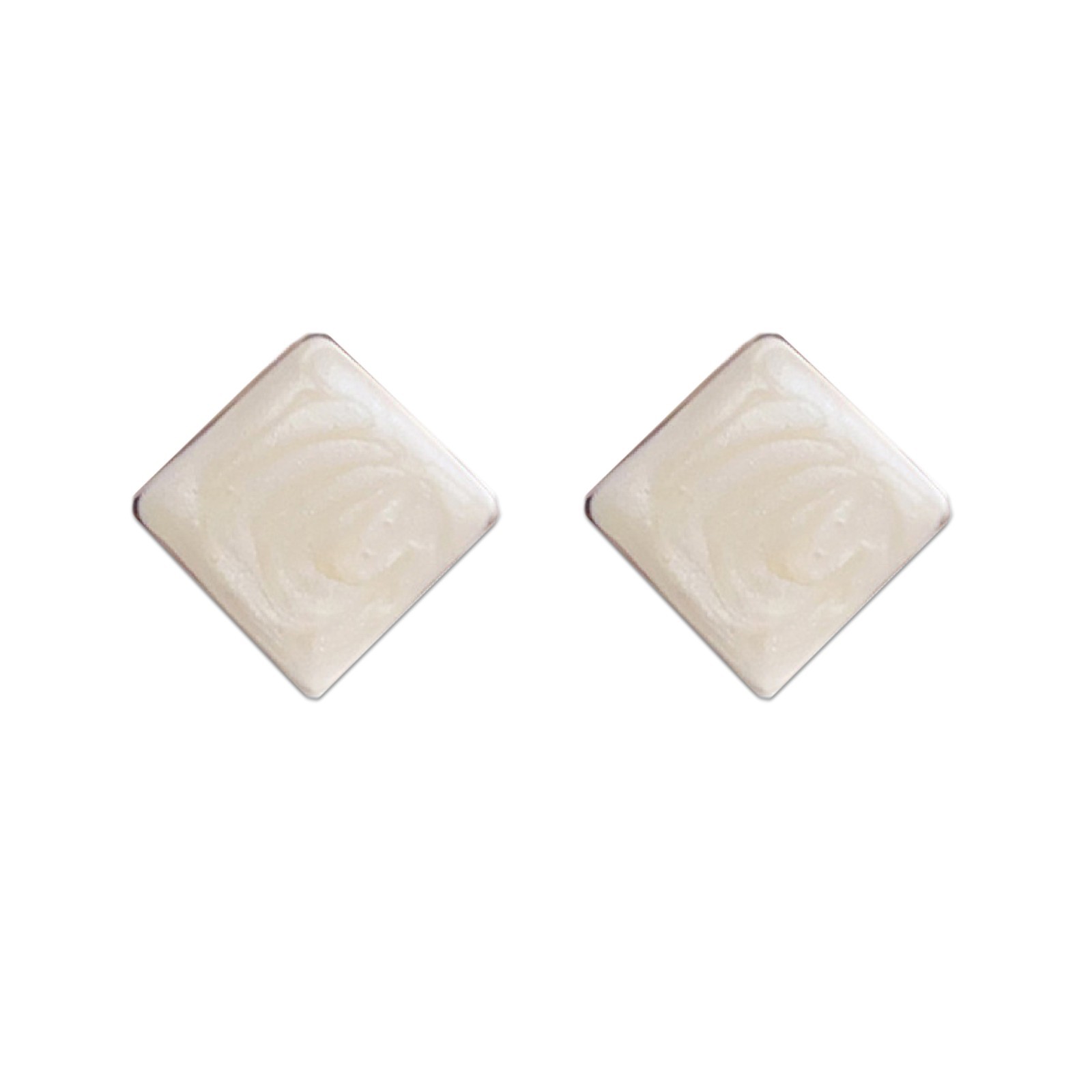 Modern Minimalist White Square Stud Earrings – 925 Sterling Silver Needle
