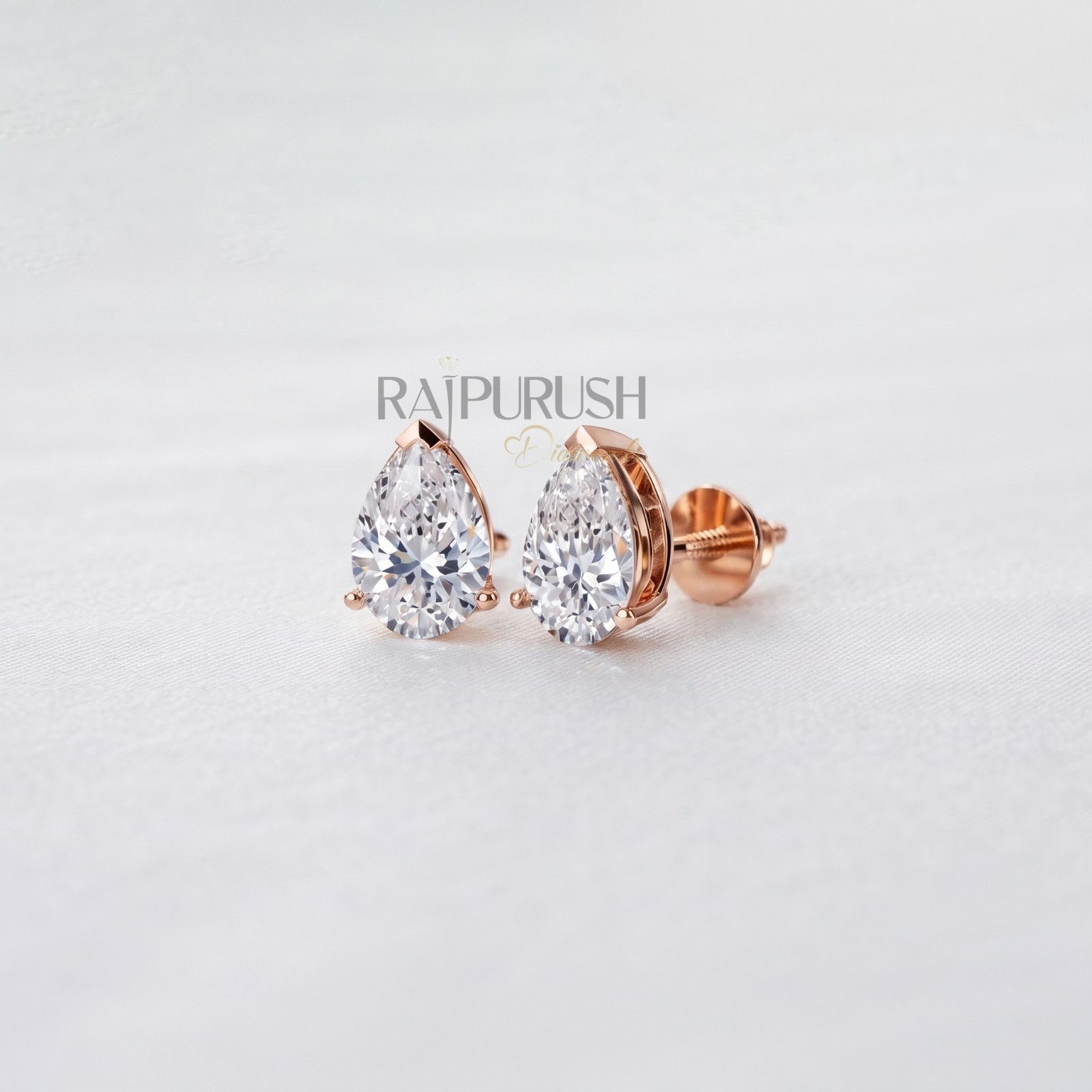 Pear Moissanite Stud Earrings VVS D Color 925 Sterling Silver Gold Plated Women
