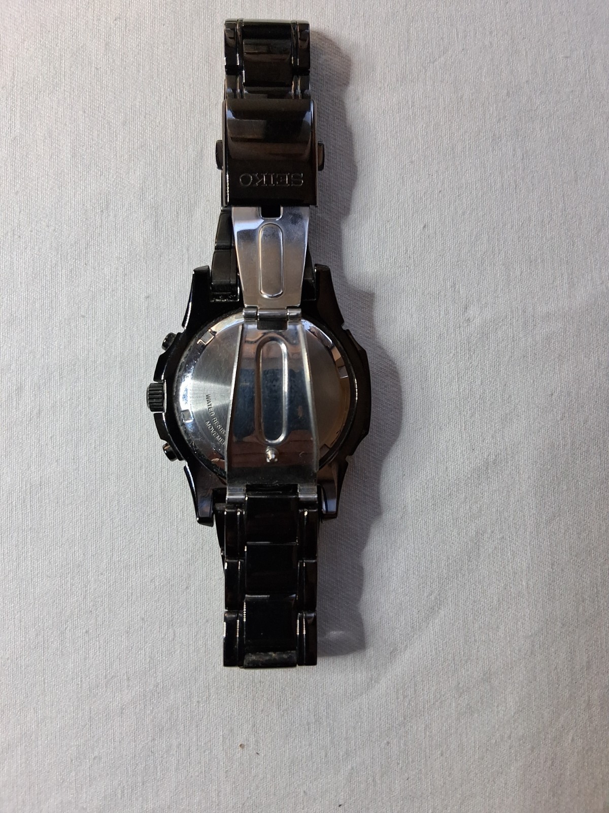 Seiko Men’s Solar Chronograph Black Stainless Steel Alarm 43mm Watch V172-0AF0