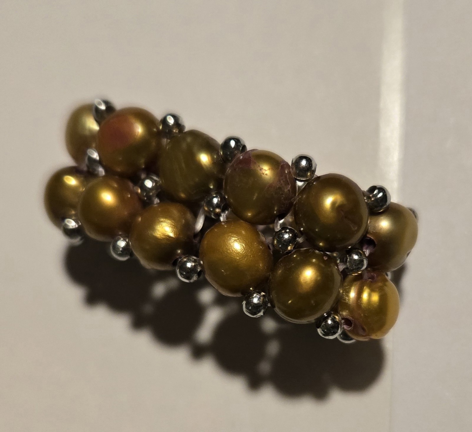 White, Brown, Black or Gray Two-strand Freshwater Pearl Stretch Ring