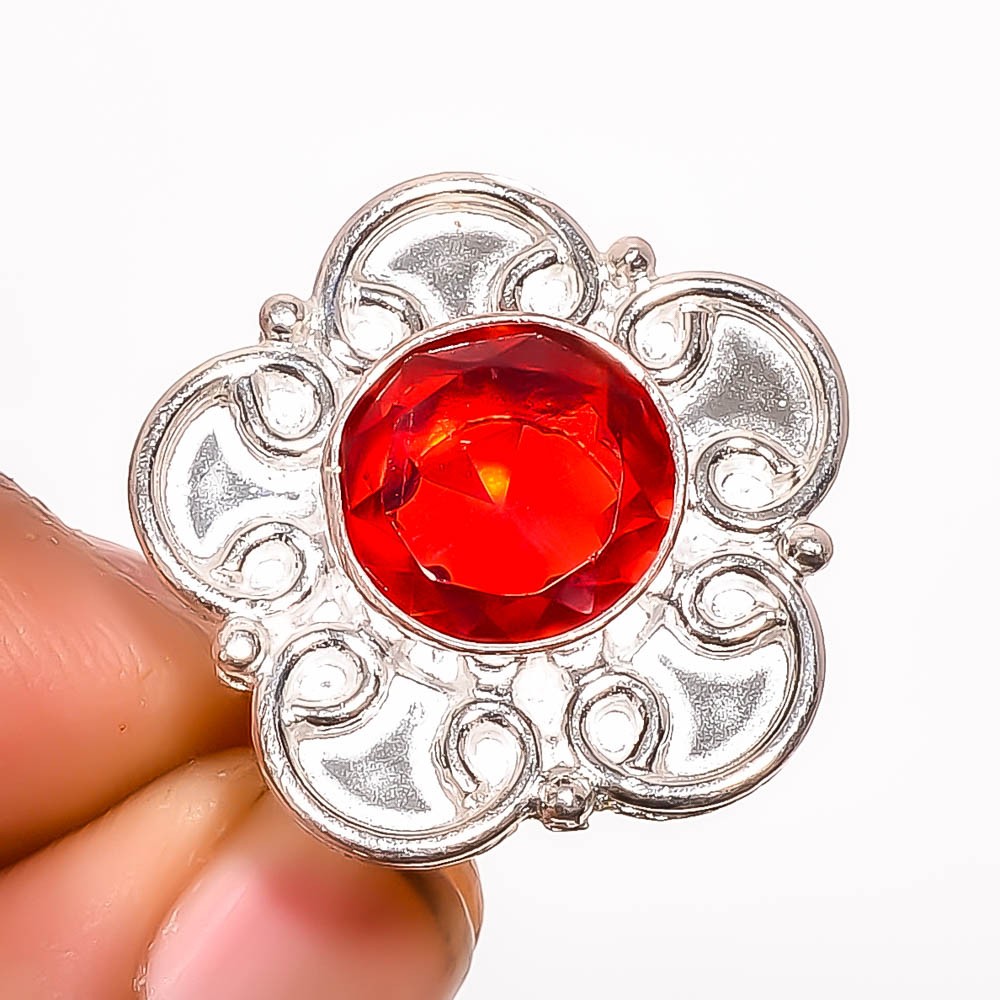 Garnet Gemstone 925 Silver Plated Ring s.7.5 TR7508-2221