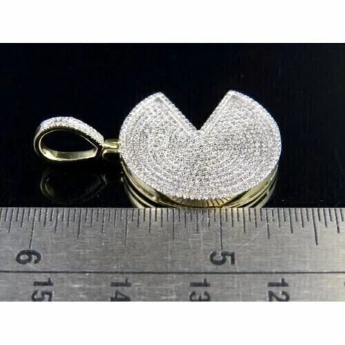 2.00Ct Round Cut Lab Created PACMAN Shape Charm Pendant Real 925 Sterling Silver
