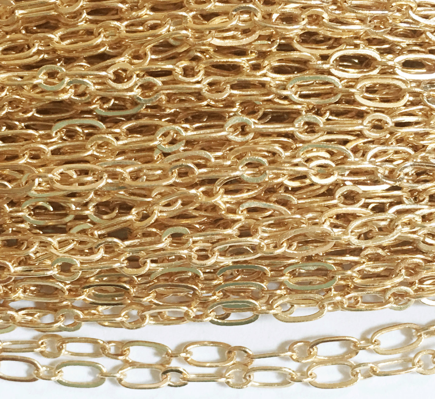 32ft spool of Light Gold plated Long and Short chain, bulk unfinished chain