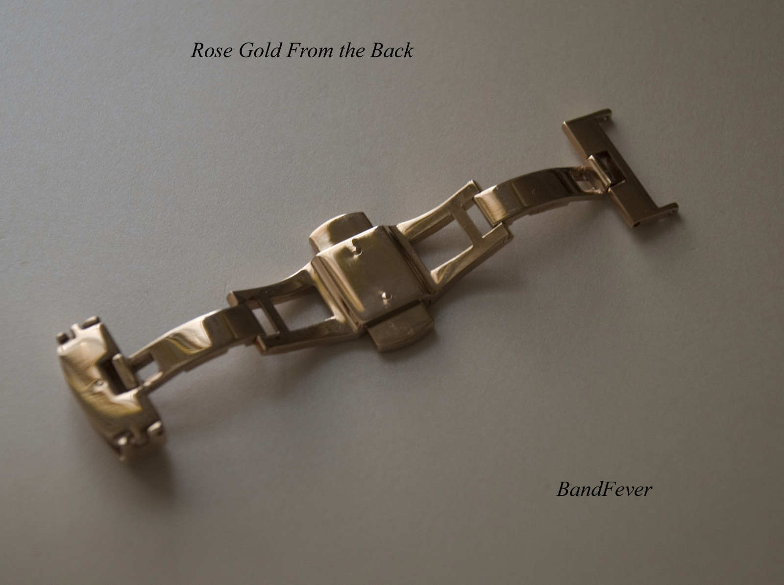 18mm Rose Gold Butterfly Deployant Buckle Double Push Spring Watchband Clasp