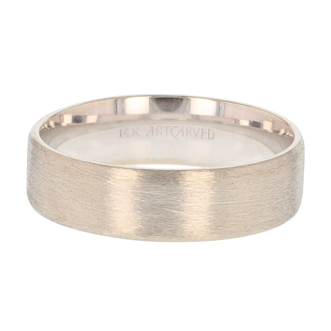 5.9mm Satin Finished Wedding Band Ring 14k White Gold 5.66 Grams Size 9.5