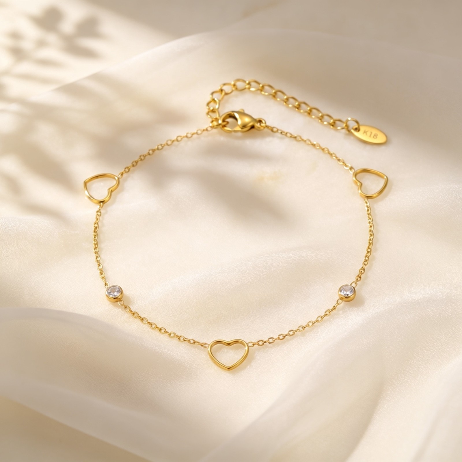 Hollow Love Heart Anklet for Women Stainless Steel Waterproof Foot Jewelry