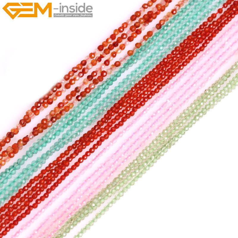 Faceted Round Natural Tiny Pink Quartz Agate Beads For Jewelry Making 15” 2mm