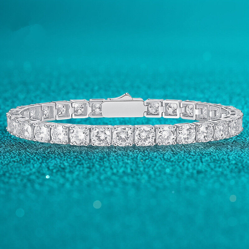 VVS1/D Certified Moissanite Tennis Bracelet – 925 Sterling Silver 3mm – 5mm