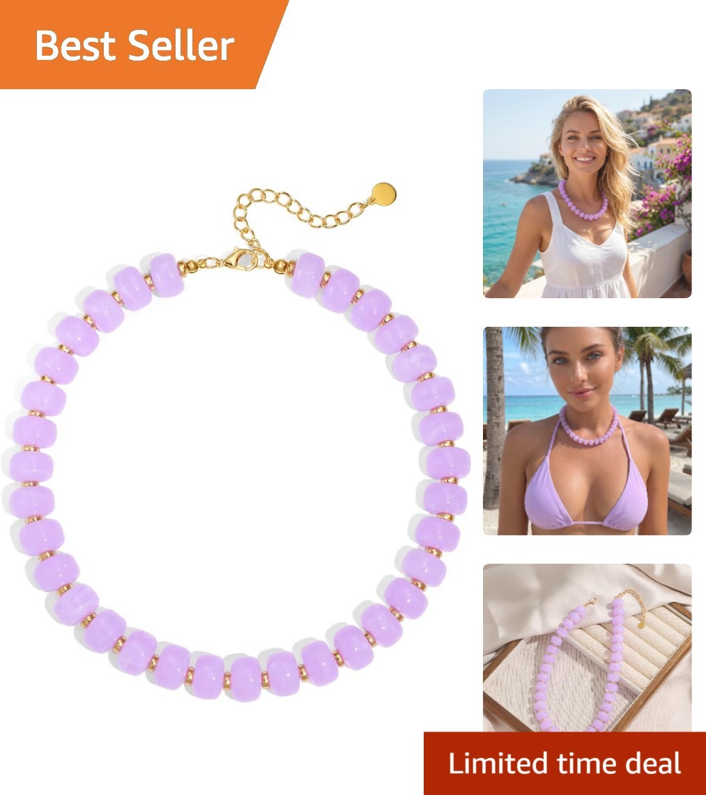 Elegant Lightweight Purple Resin Bead Necklace – Versatile for Every Occasion