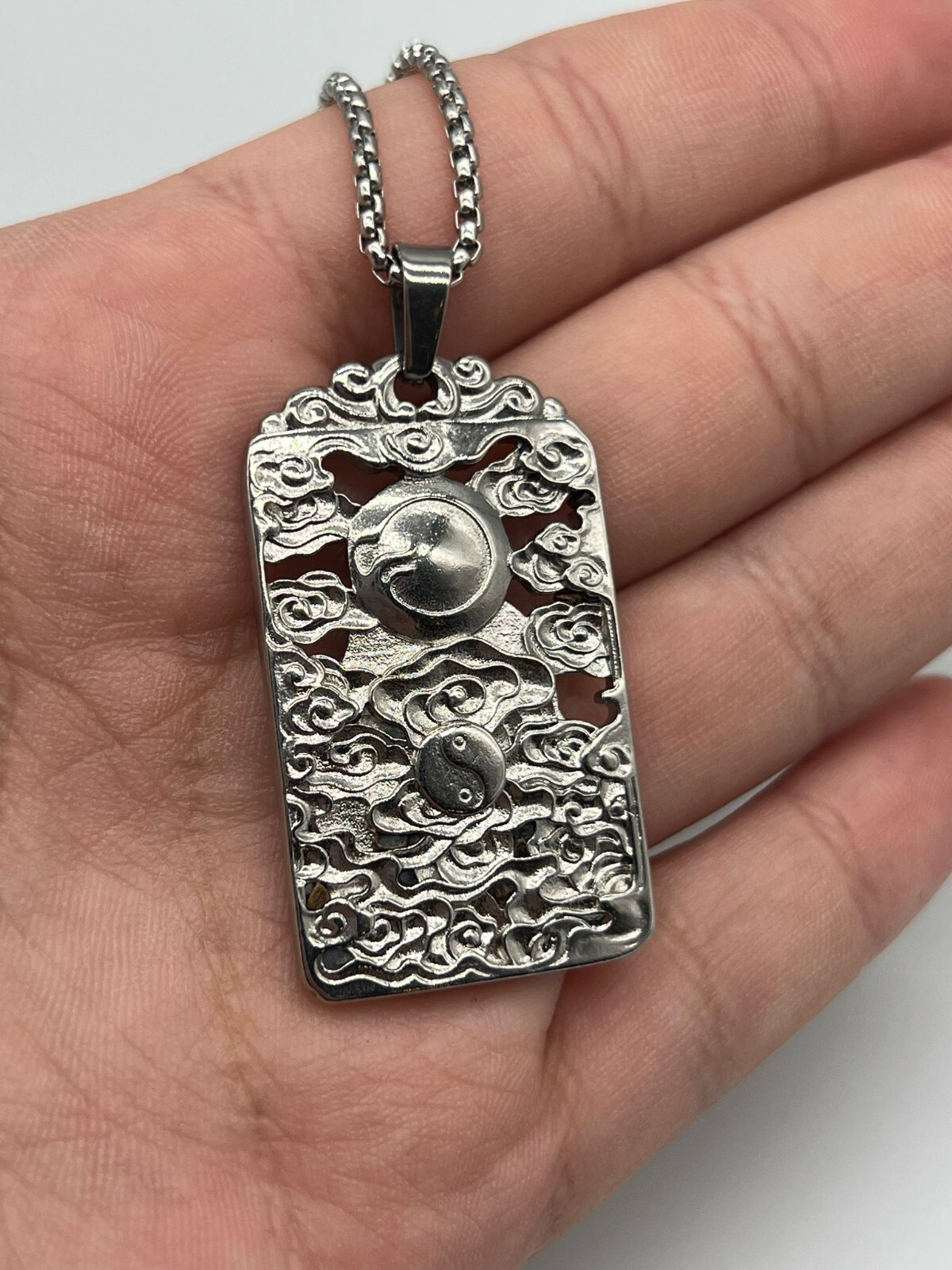 Stainless Steel Tibetan Big Buddha Pure Argentum Patron Saint Pendant
