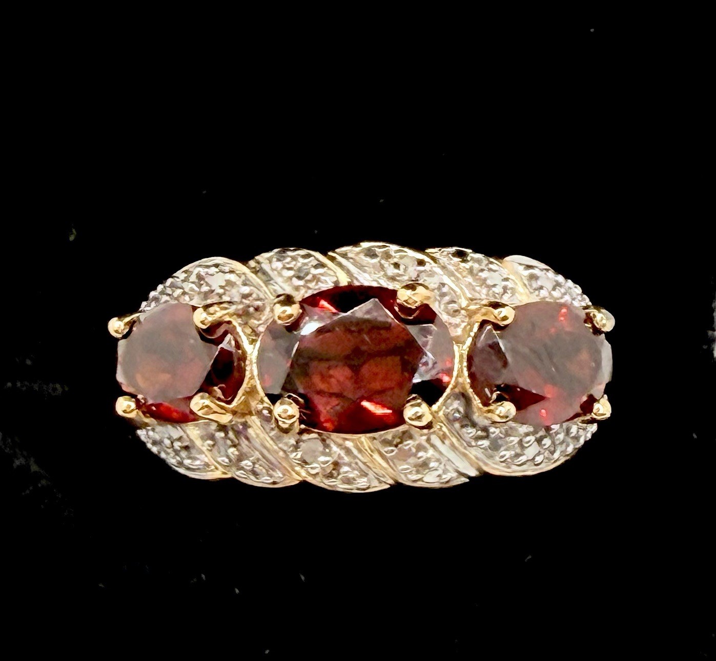 Michael Valitutti Gems En Vogue Sterling Silver Gold Ring Garnet Diamond Acc New