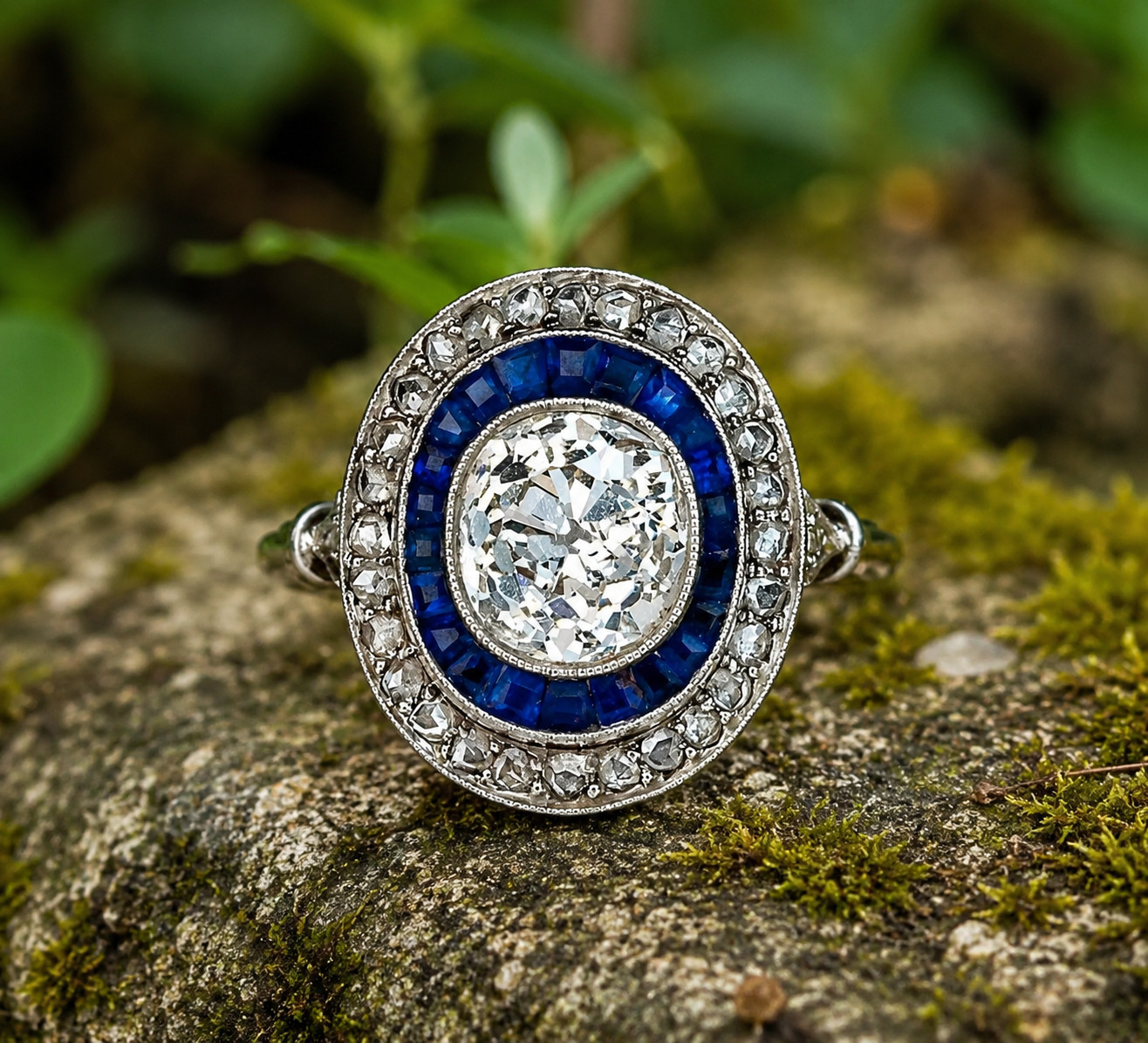 2Ct Lab Created Diamond Halo Engagement Ring 14K White Gold Plated Silver