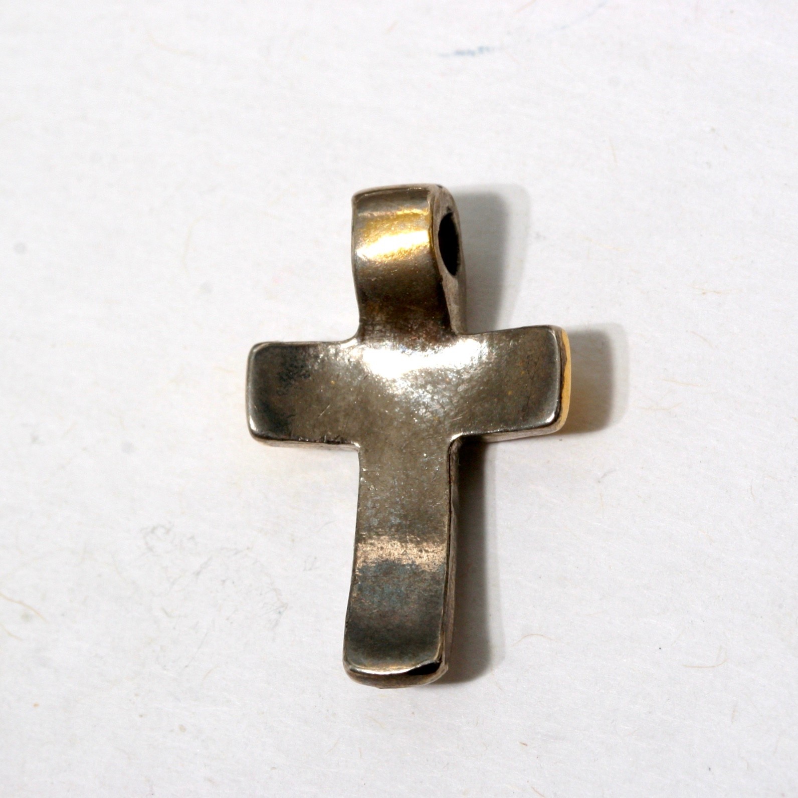 Plain Flat Shiny Silver Cross Pendant Necklace 26 x 17 mm