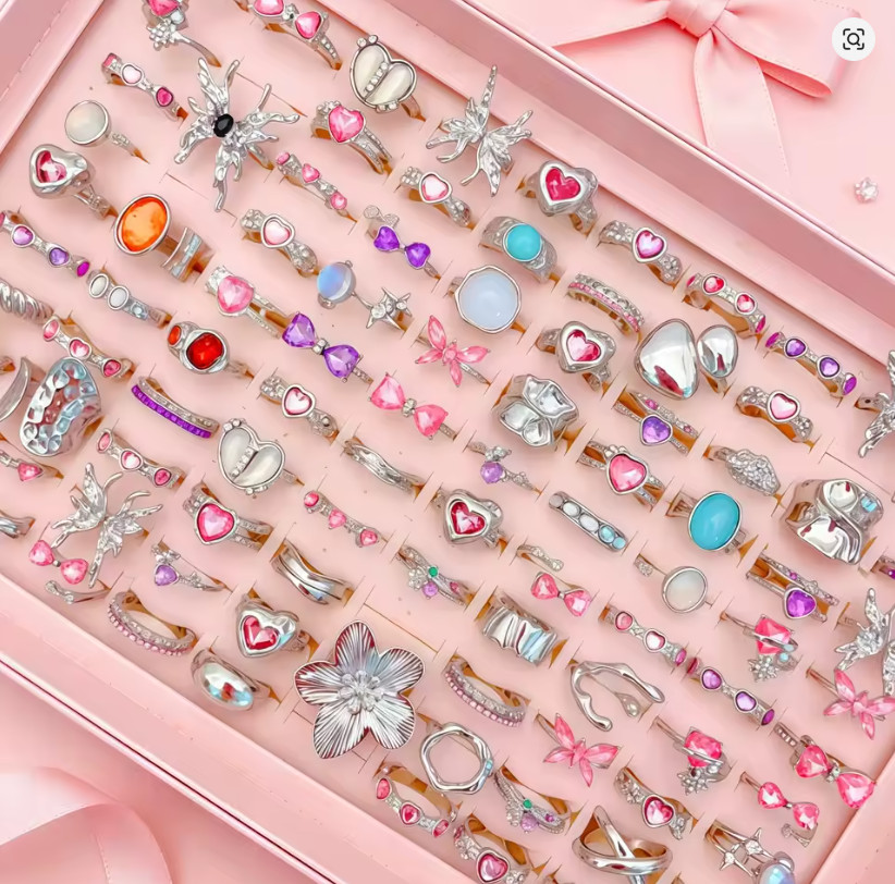 15Pcs Wholesale Mix Style Fashion Rhinestone Open Rings Set for Women Gift