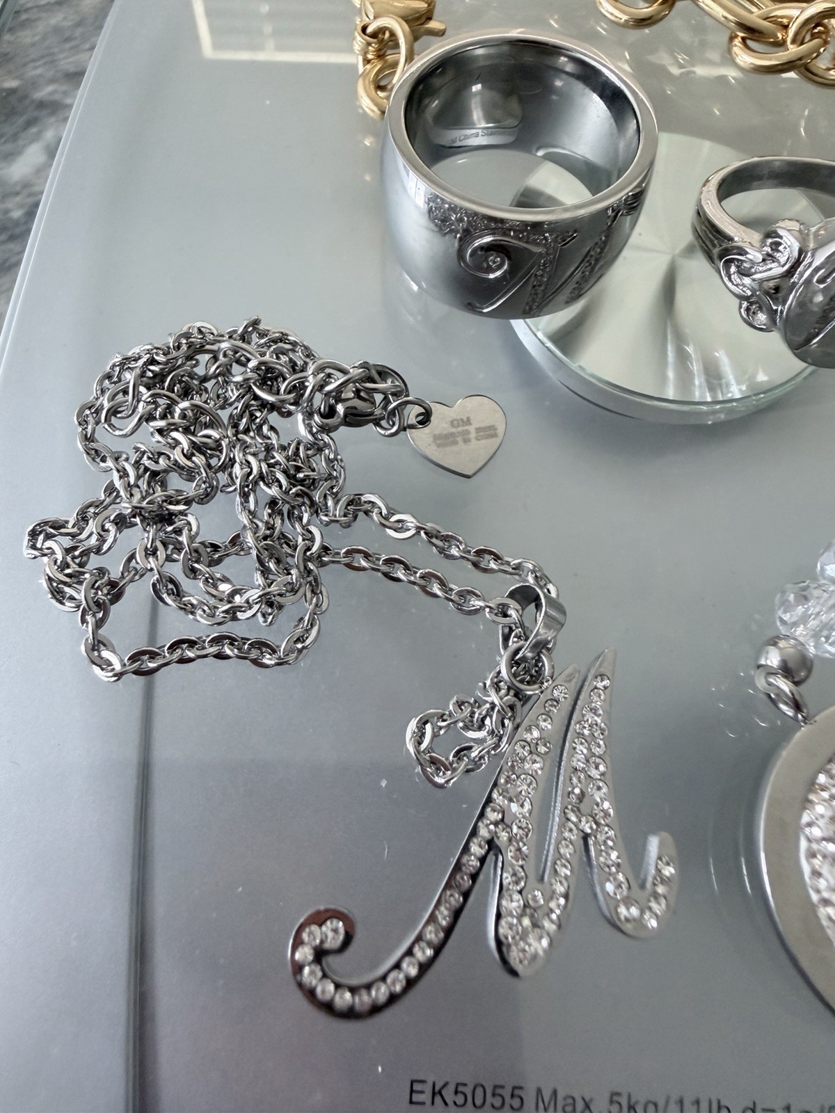 QVC HSN Stainless Steel/ Bronze Monogram “M” Jewelry 75g Lot Of 5