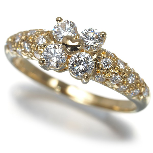 Auth TASAKI Ring Diamond 0.64ct Flower Paved US6-6.25 18K 750 Yellow Gold
