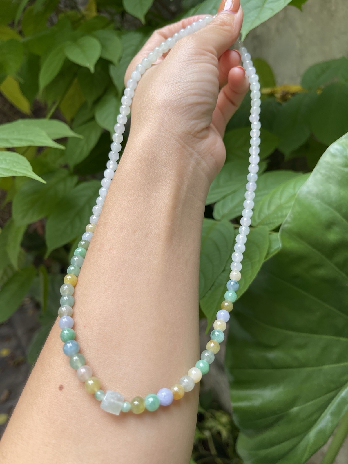 Natural Type A Burmese Myanmar Jadeite 5.7-6mm 50cm icy Necklace