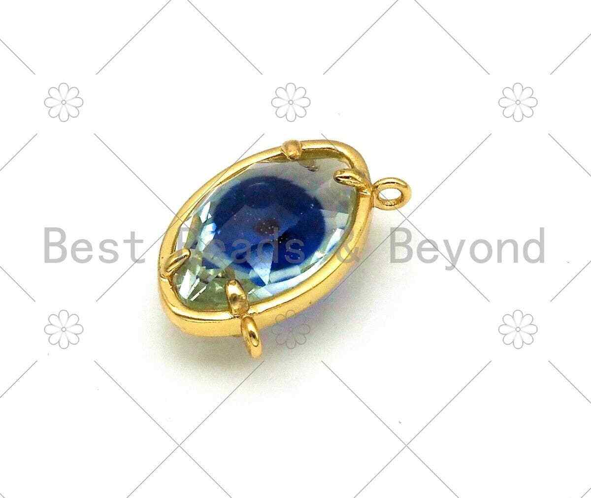 Colorful Evil Eye Shape Pendant/Charm, 18K Gold Filled Glass Quartz Charm,