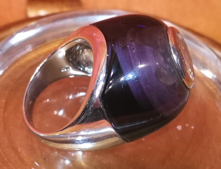 NEW Large Purple Cabochon Ring 23.7 gr. 925 Sterling Silver Size 9 – 9.5 in Box