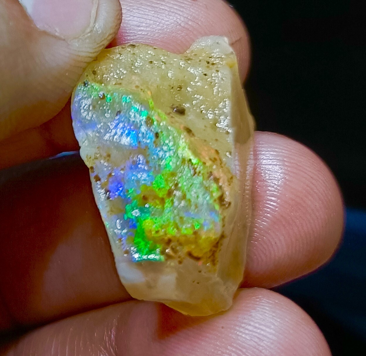 38 Carat, Natural Ethiopian Opal Raw Rough, Multi Flash Gemstone.
