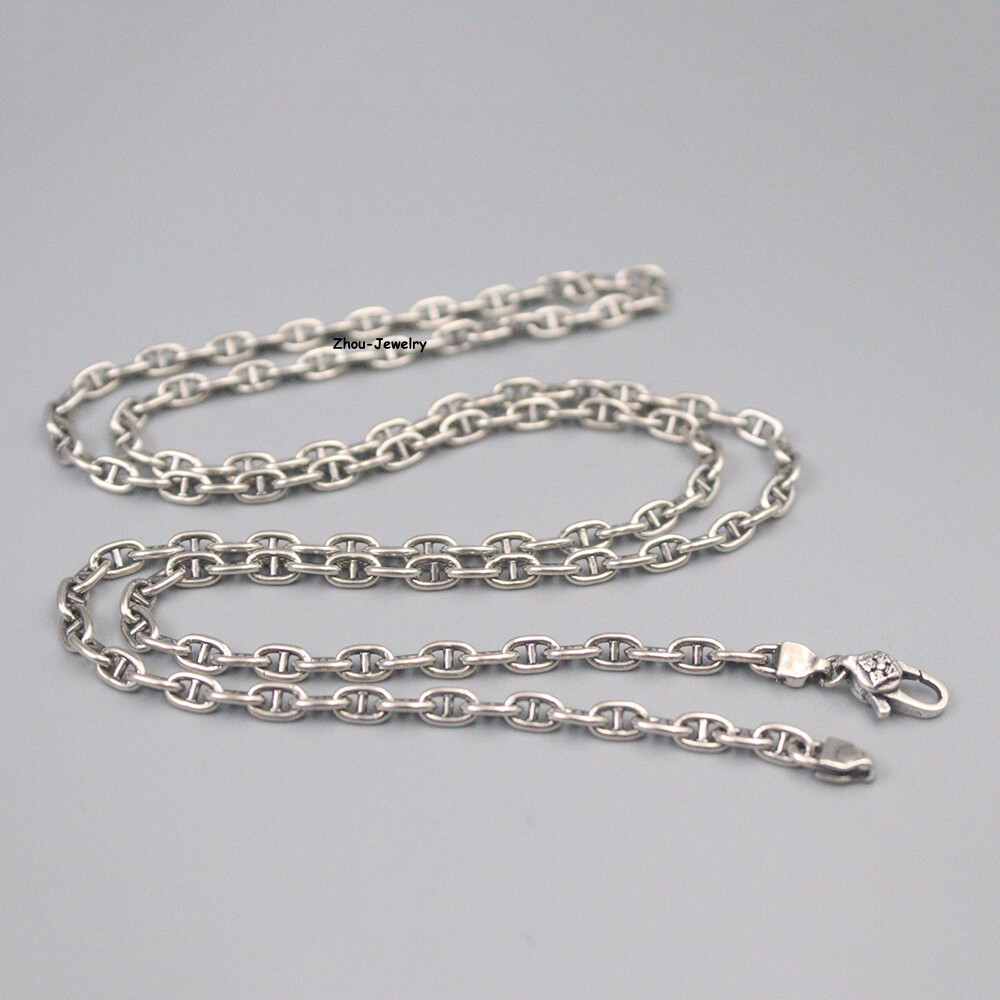 Real S925 Sterling Silver Chain 3.5mm Lucky Anchor Link Necklace 18-19g 23.6inch