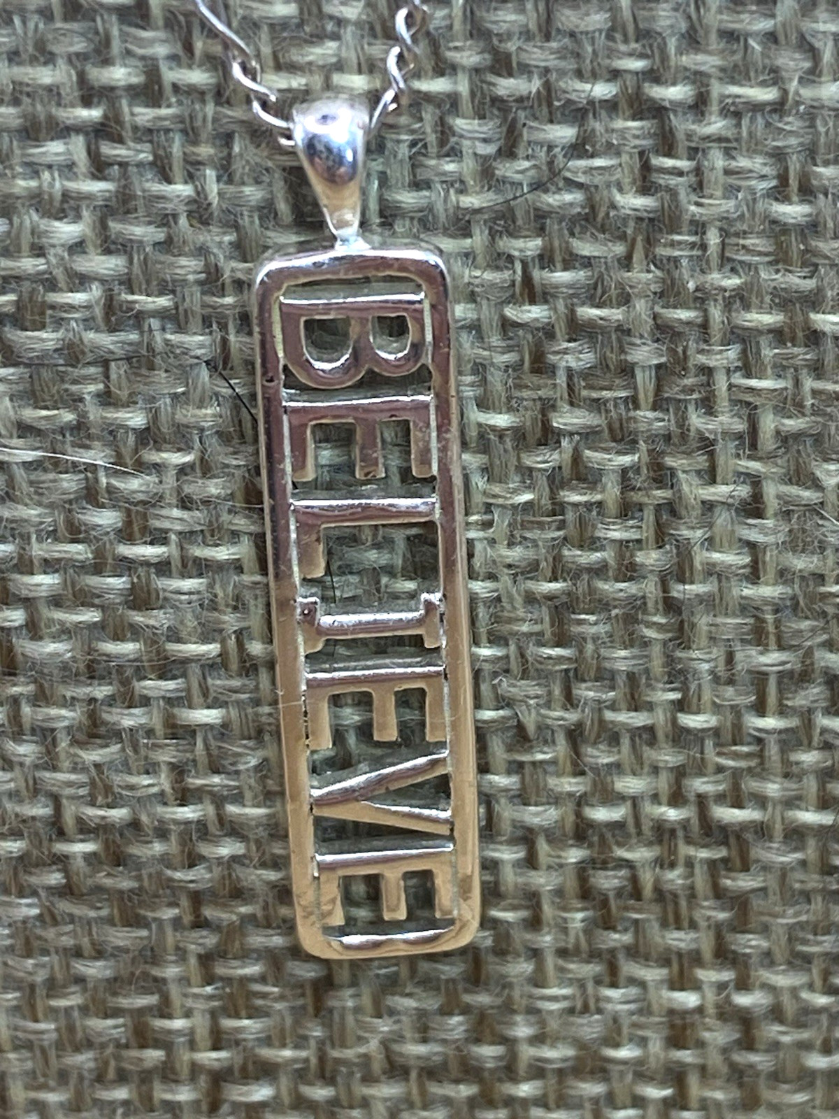 Vintage LA Studios Believe Scripted Sterling Silver Pendant Necklace 20”