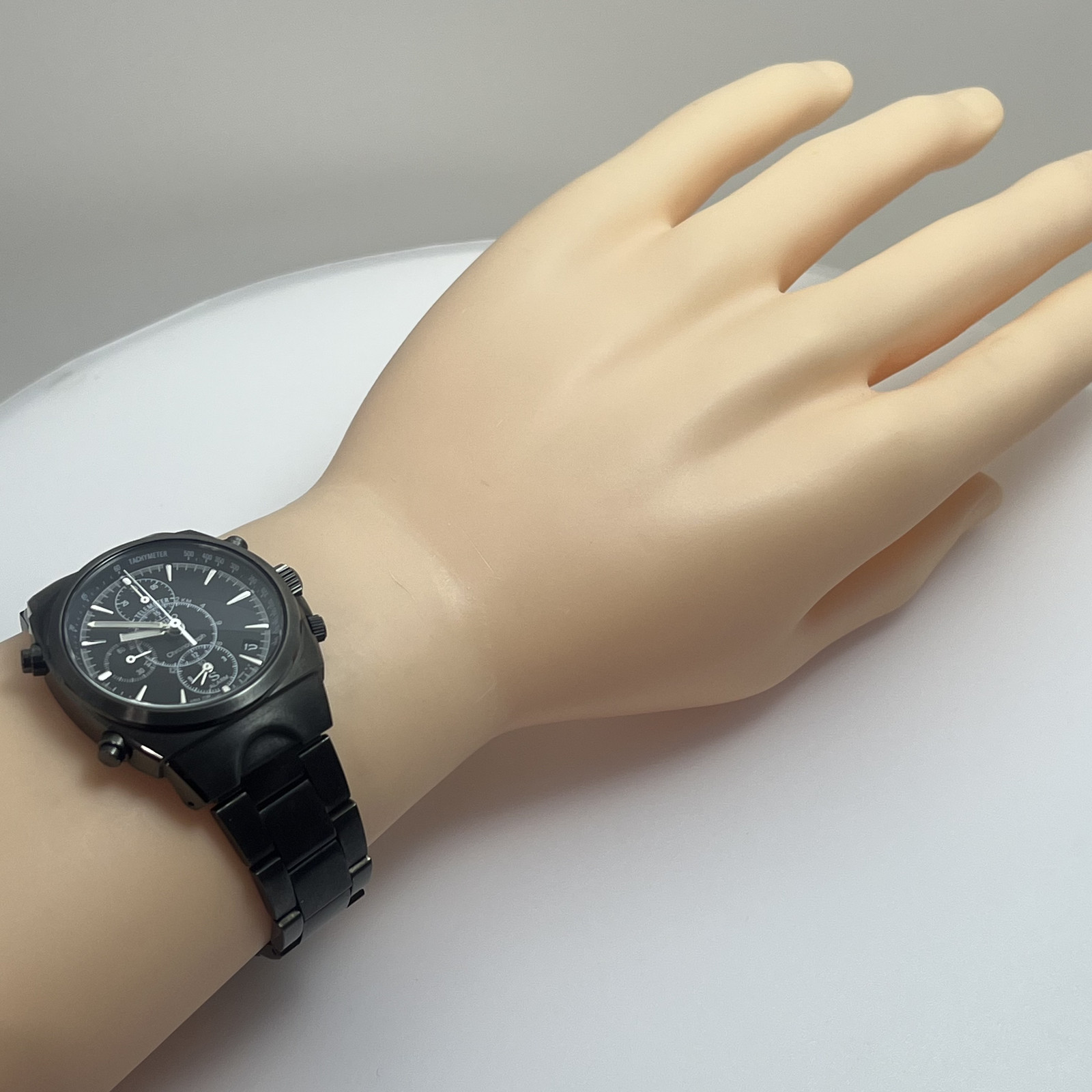 Seiko SUS Black Alarm Chronograph 7T32-9000 Quartz Japan Date Vintage Rare #743B