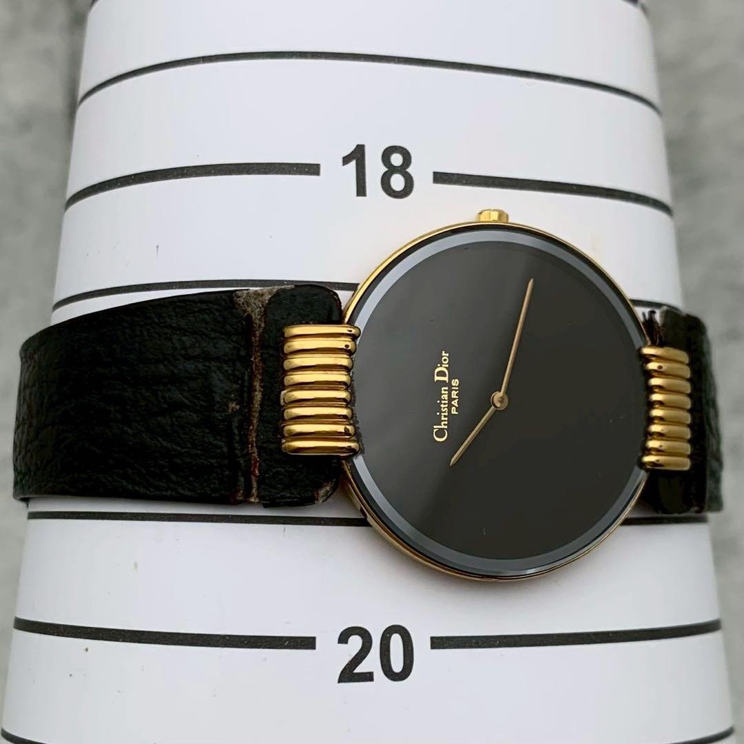 Dior Bagheera Black Moon 47.153.3 Gold Quartz Watch Japan 0715607