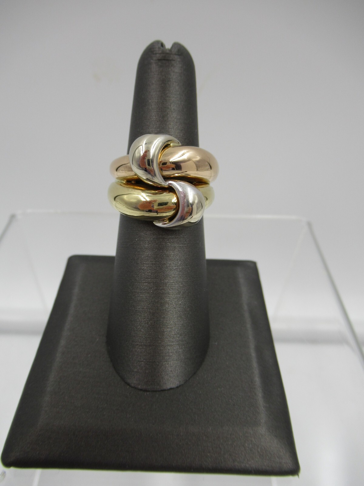18K ITALY Tri-Color Gold Luxury GREGG RUTH Designer Ring c1980 Hefty 12.4 Grams