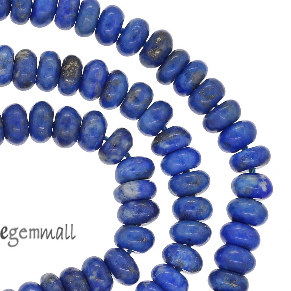 15.6″ Natural Lapis Lazuli Rondelle Roundel Beads 6mm Grade AB #72066