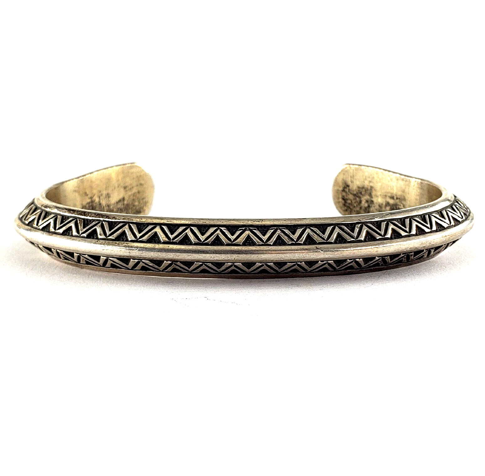 Roger Skeet Signed Navajo Sterling Silver Cuff Bracelet 7.5″ Vintage Knife Edge