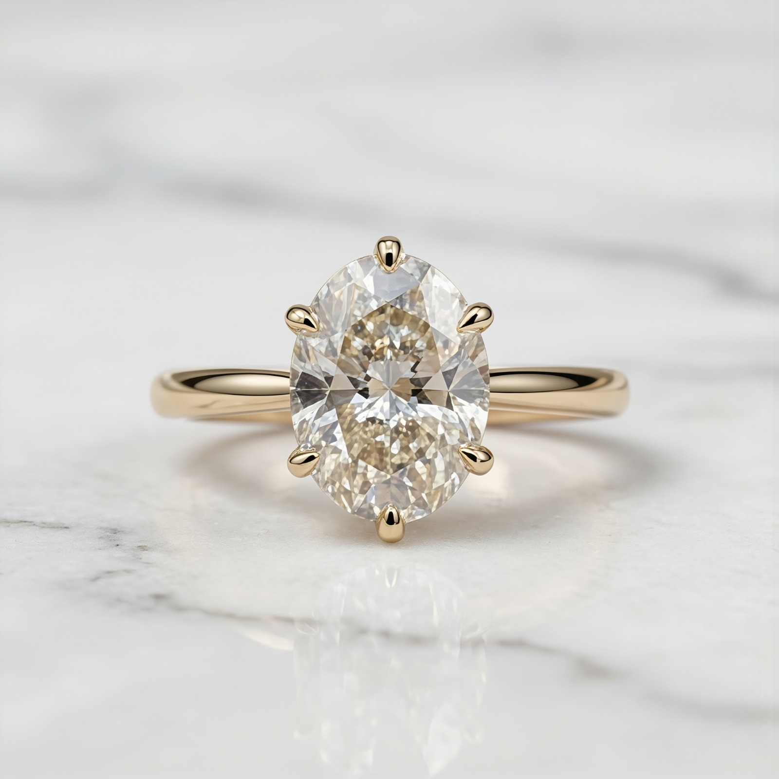 2.0Ct oval Cut moissanite Six prong Solitaire Engagement Ring 14k gold Plated