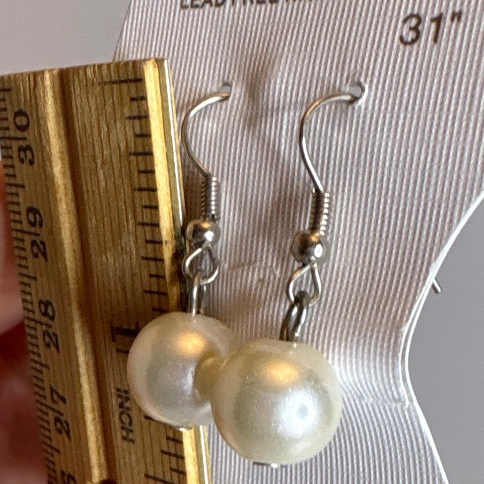 Fashion Jewelry Pearl Drop Earrings Lead Free Nickel Free Silver Tone New