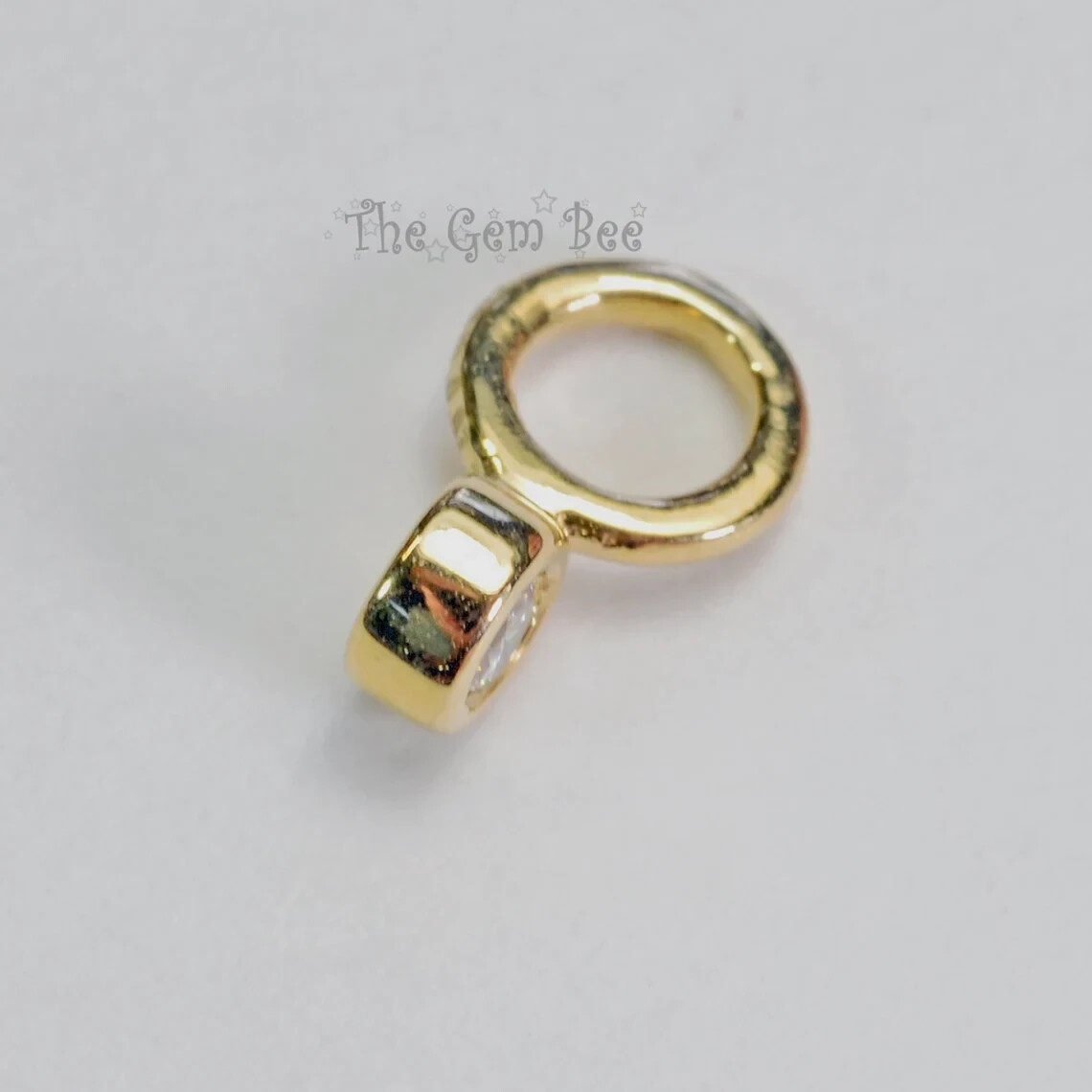 0.03CT 14k Yellow Gold Brilliant Cut Diamond Bezel Charm Pendant With Large Hole