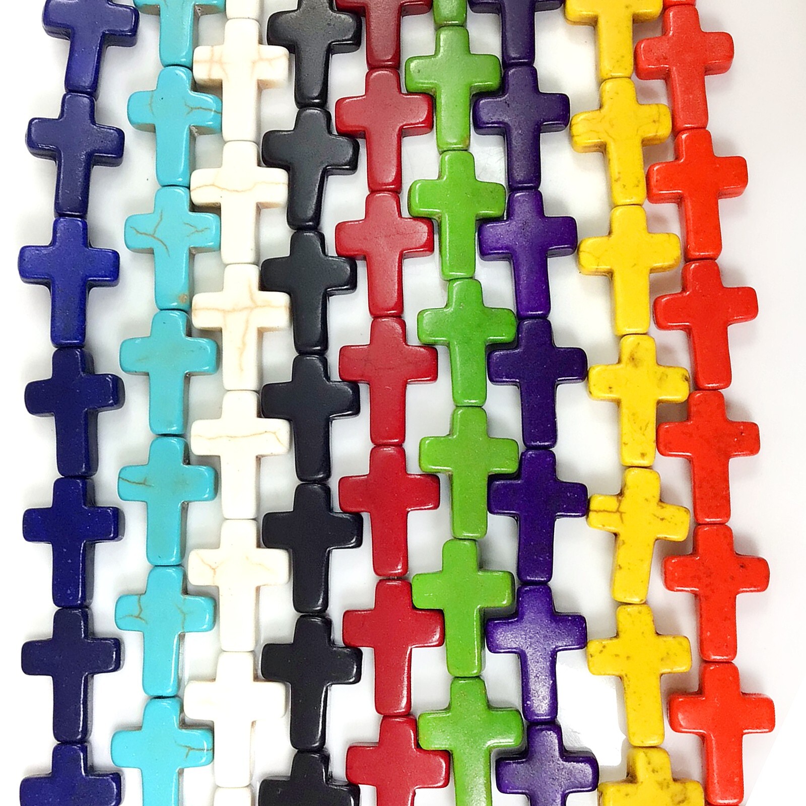 Cross Beads 10color Blue Turquoise Howlite 15″ strand Yellow Black Orange Orange