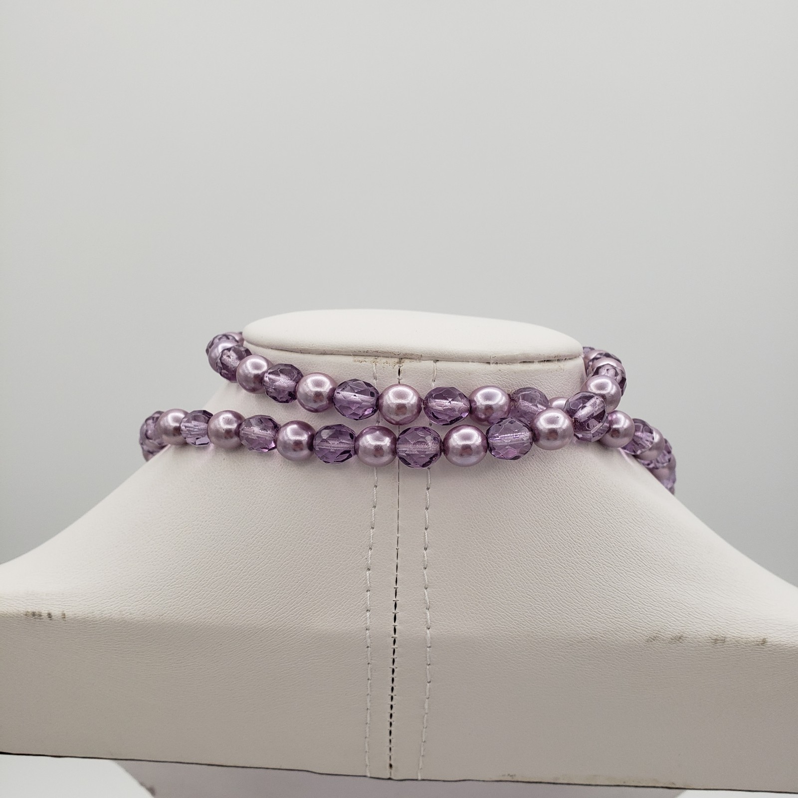 Joan Rivers Purple Faux Pearl Lavender Crystal Bead Necklace & Bracelet Set
