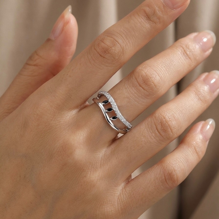 Silver Plated Stainless Steel Luxury Ring Adjustable- NON TARNISH BOND (205)