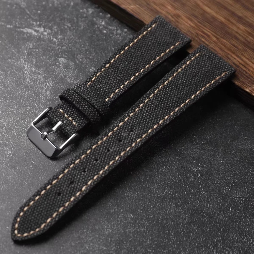 Durable Laminated Waterproof Canvas Watch Band Strap 20/22/24/26mm Optional
