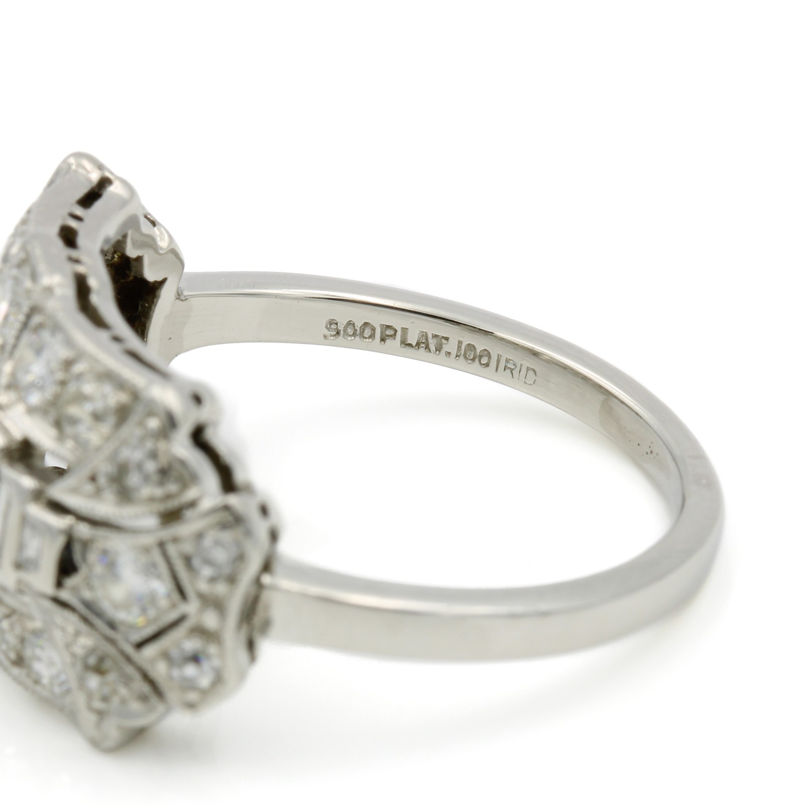 Art Deco Die Struck 900 Platinum 1.16ctw Diamond Size 6.25 Ring #E23-309