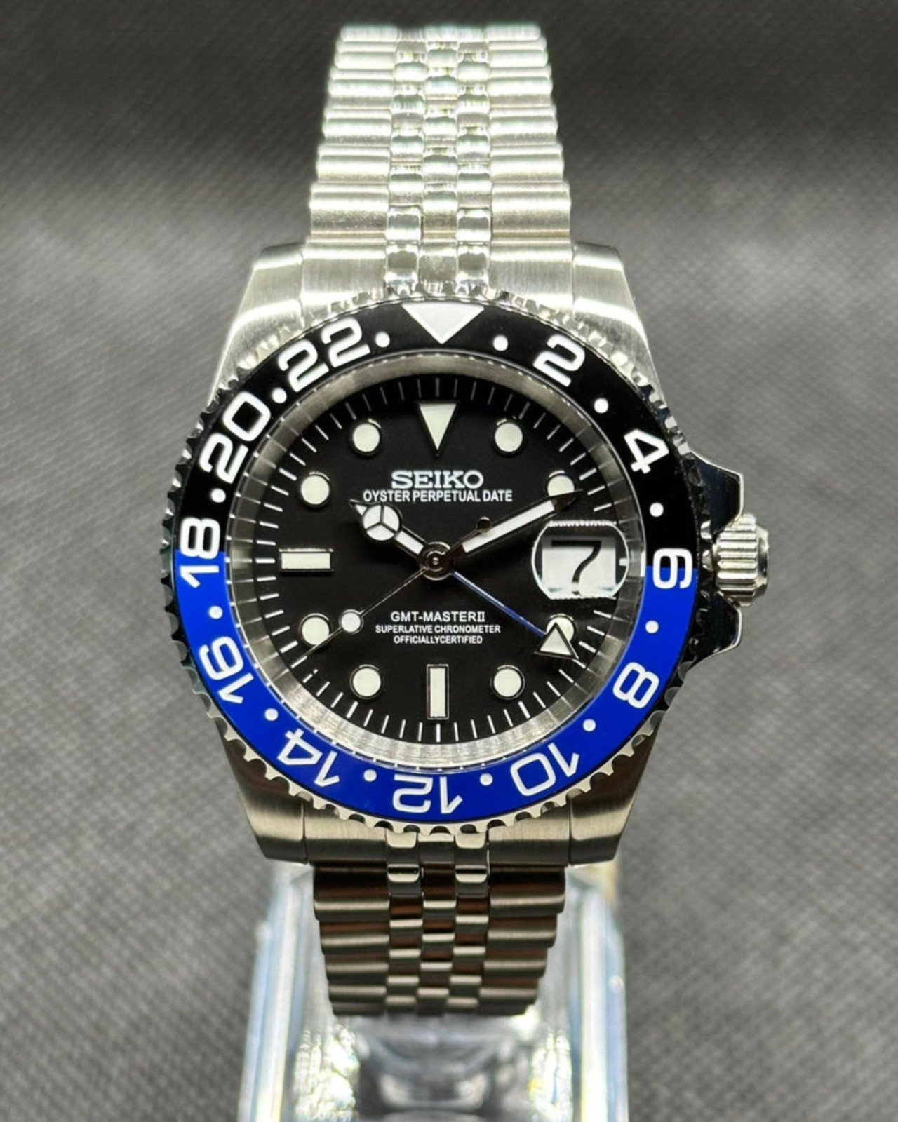 PrimeCrown Steel GMT Automatic | Blue/Black 24h Bezel | NH34