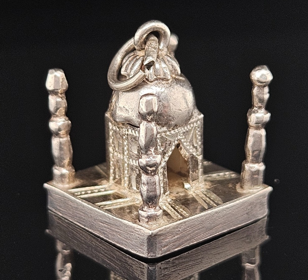 Sterling Silver TAJ MAHAL Charm Pendant Indian 3D Temple Vintage
