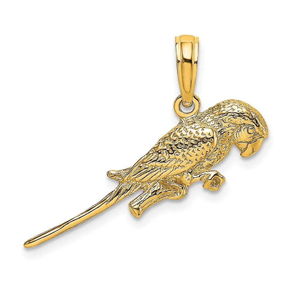 10K Yellow Gold 3-D Parrot Charm Pendant L-12.85 mm, W-24.7 mm