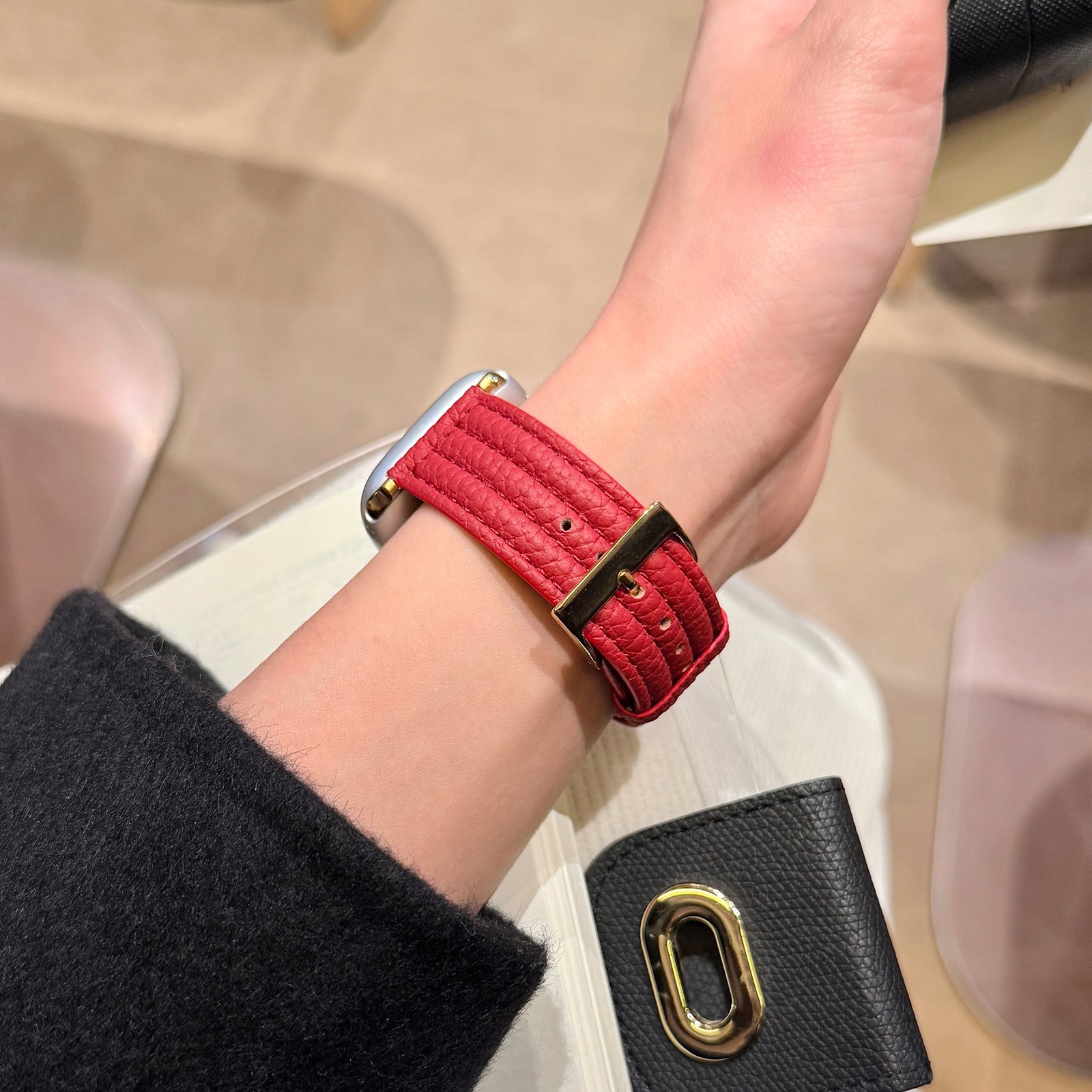 Premium Lychee Pattern Leather Strap For iWatch Series 11 10 9 8 7 SE Ultra 3/2