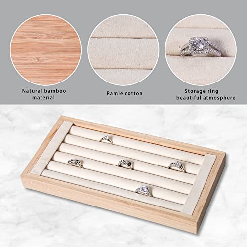 Bamboo Ring Holder,Ring Display Stand,Jewelry Organizer Stand for Rings Beige