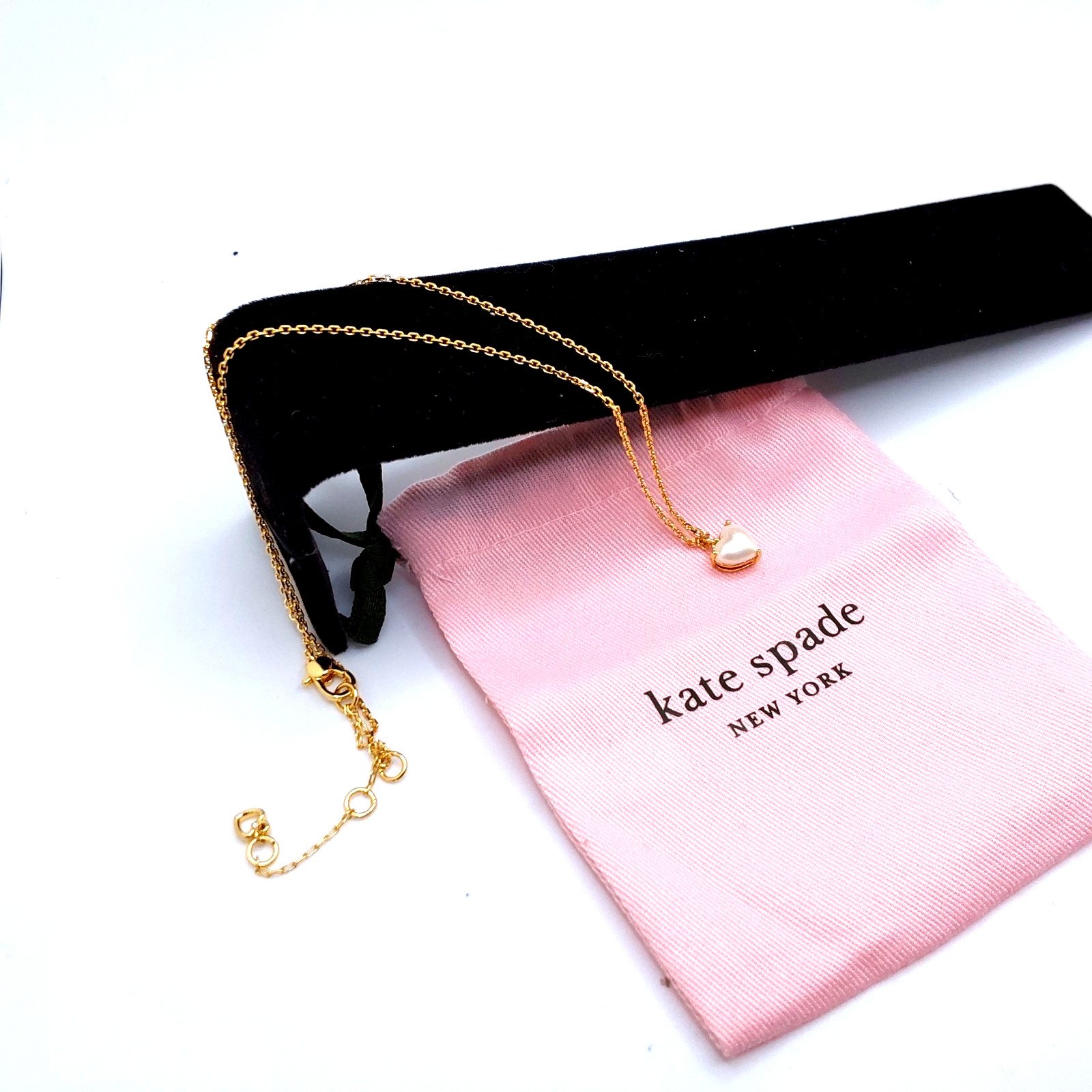 Kate Spade New York Elegant Gold Tone Pearl Heart Pendant Necklace