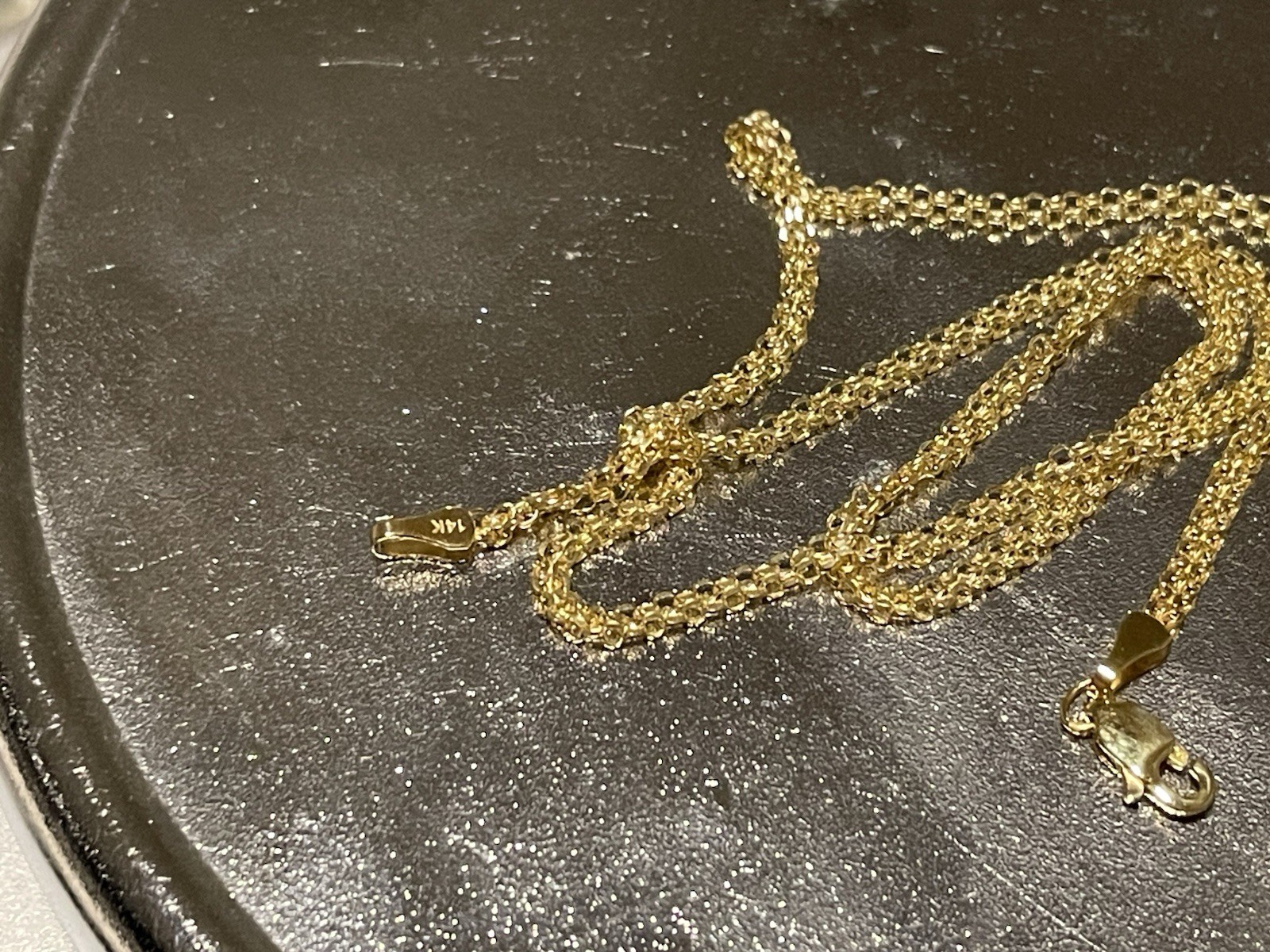 Womens Gold 14k Yellow Gold Bismark Link 2.4mm Necklace 16 Inches new with box
