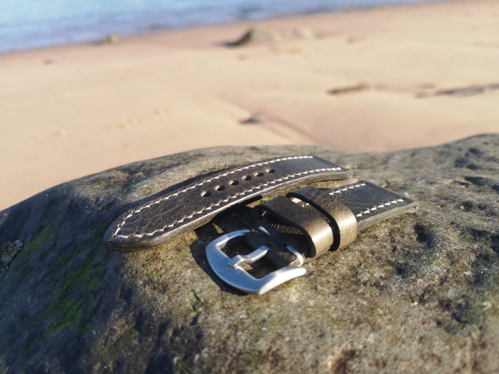 Grey (Elephant) Italian Leather Watch Strap: 18 to 24 mm: Handmade in the UK