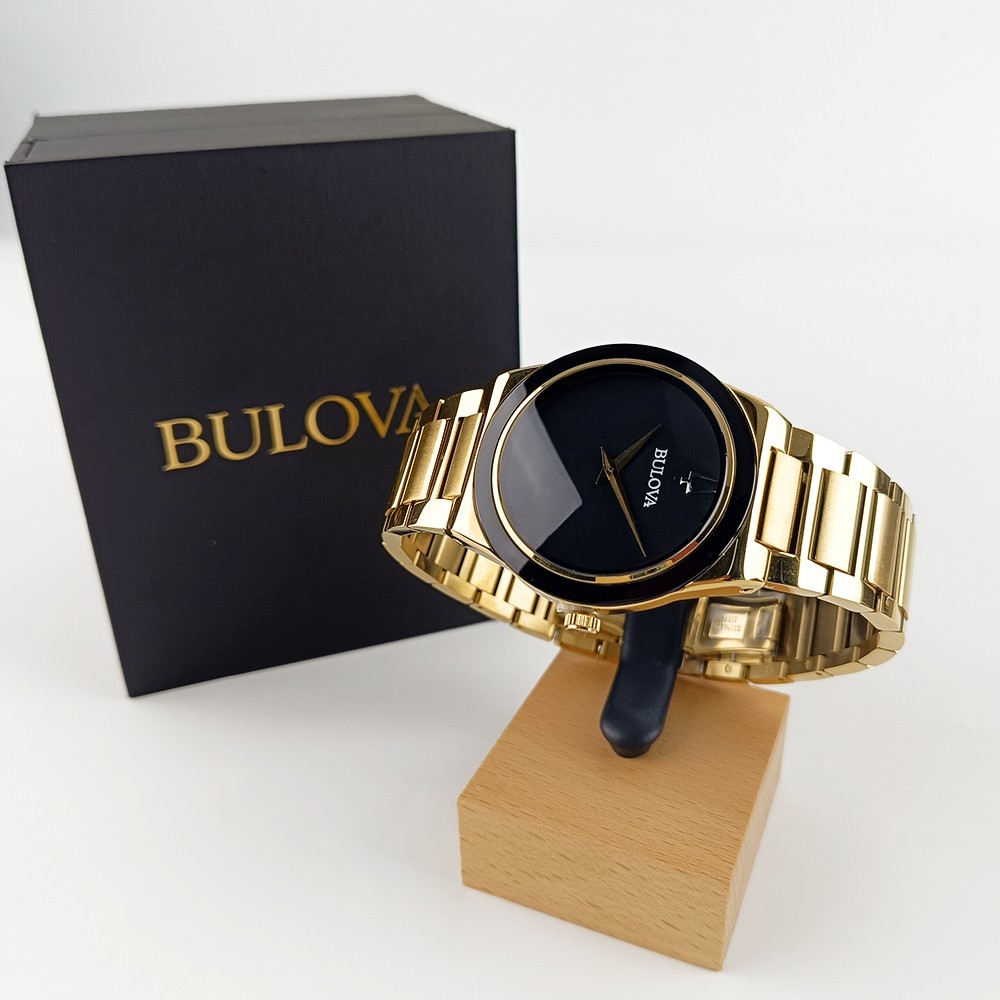 Bulova Men’s Millennia 97A183 Gold/Black Dial New Stainless Quartz Watch 41mm